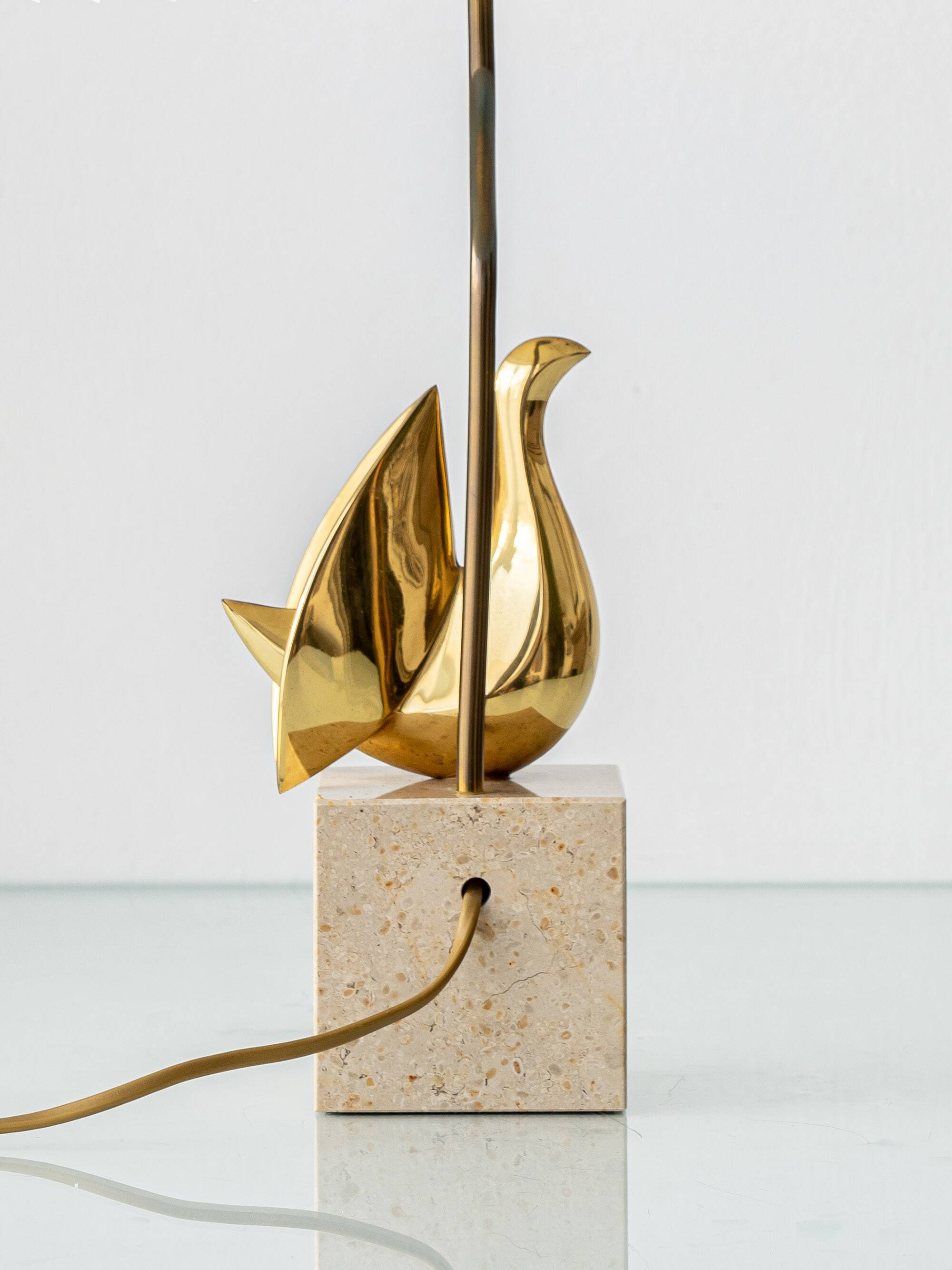 Philippe Jean Signed Brass Bird Table Lamp, Limited Edition 201/300, 1980