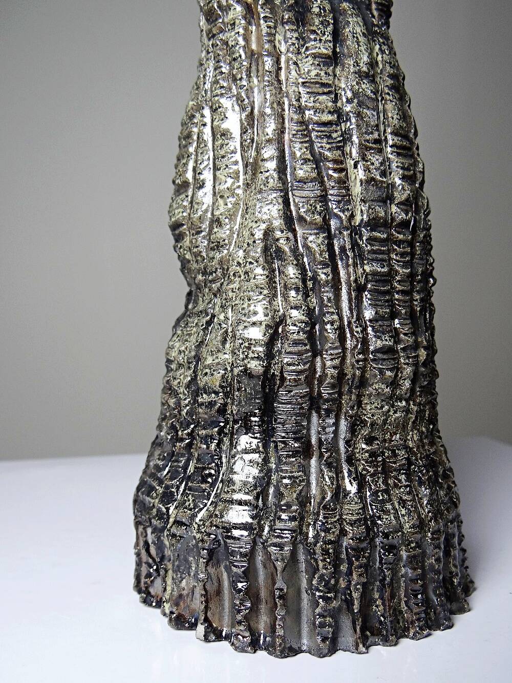 Haut soliflore décoratif céramique raku stalagmite artisanal vintage