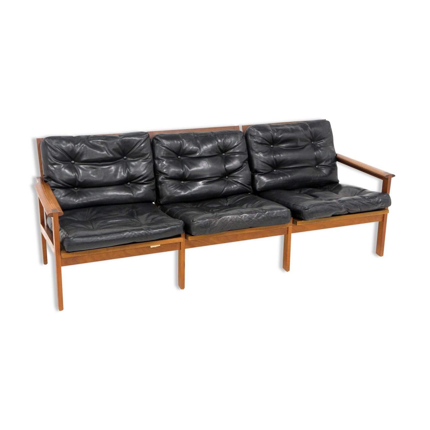 Scandinavian sofa 3 places in leather "Capella" Illum Wikkelso, Denmark, 1960