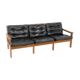 Scandinavian sofa 3 places in leather "Capella" Illum Wikkelso, Denmark, 1960