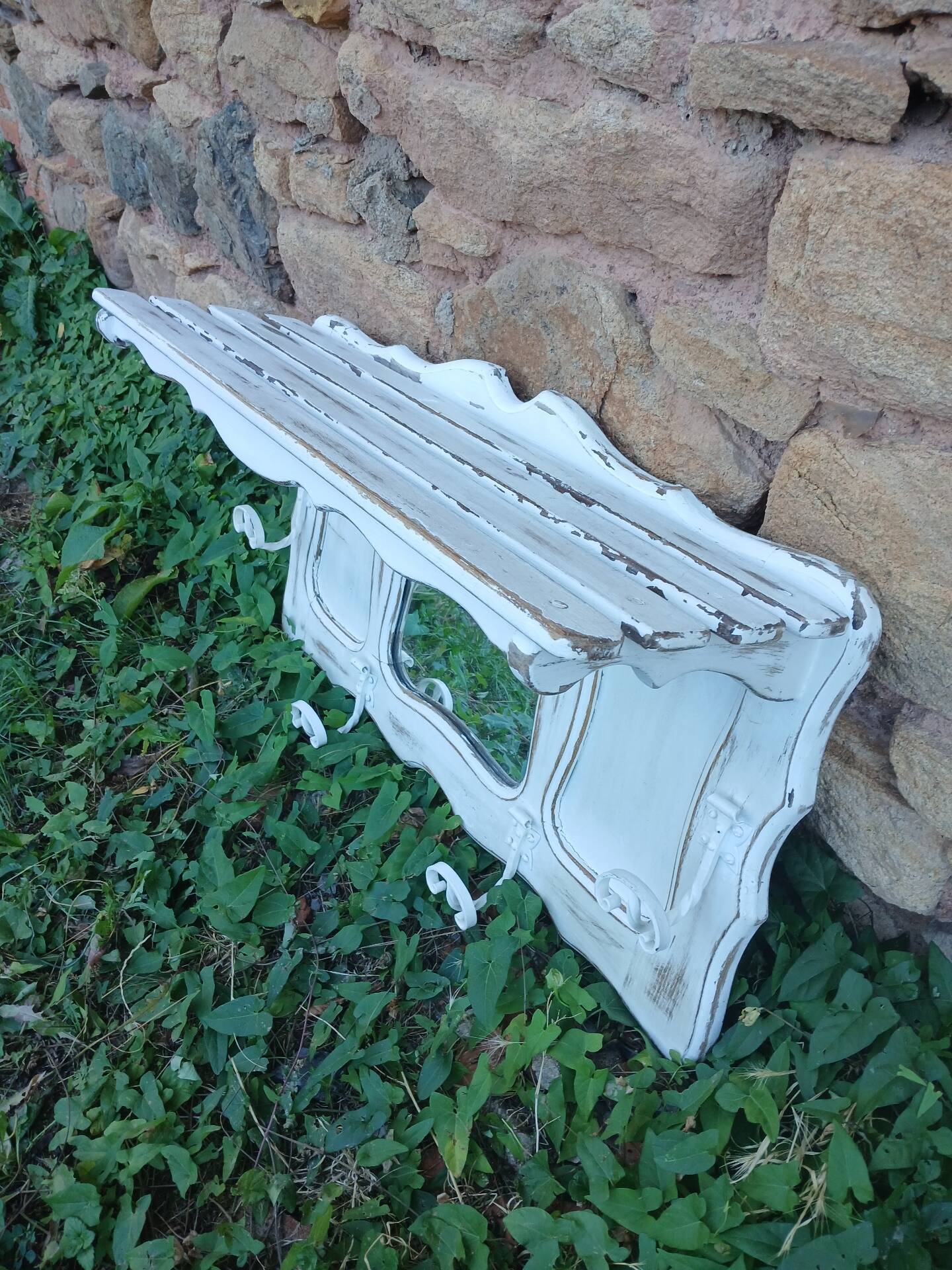 Vintage wooden wall coat rack