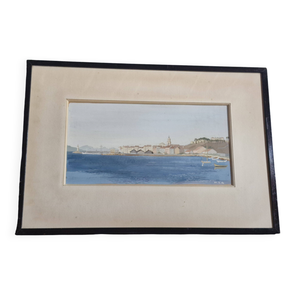 Aquarelle ancienne sous verre - signée M.T.G