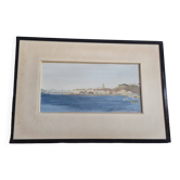 Aquarelle ancienne sous verre - signée M.T.G