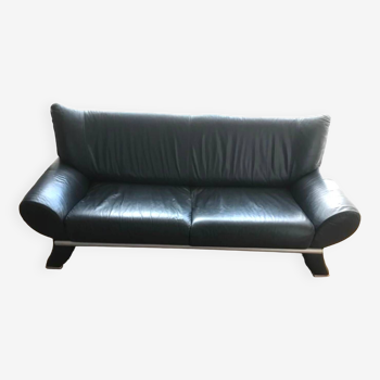 High end black leather sofa