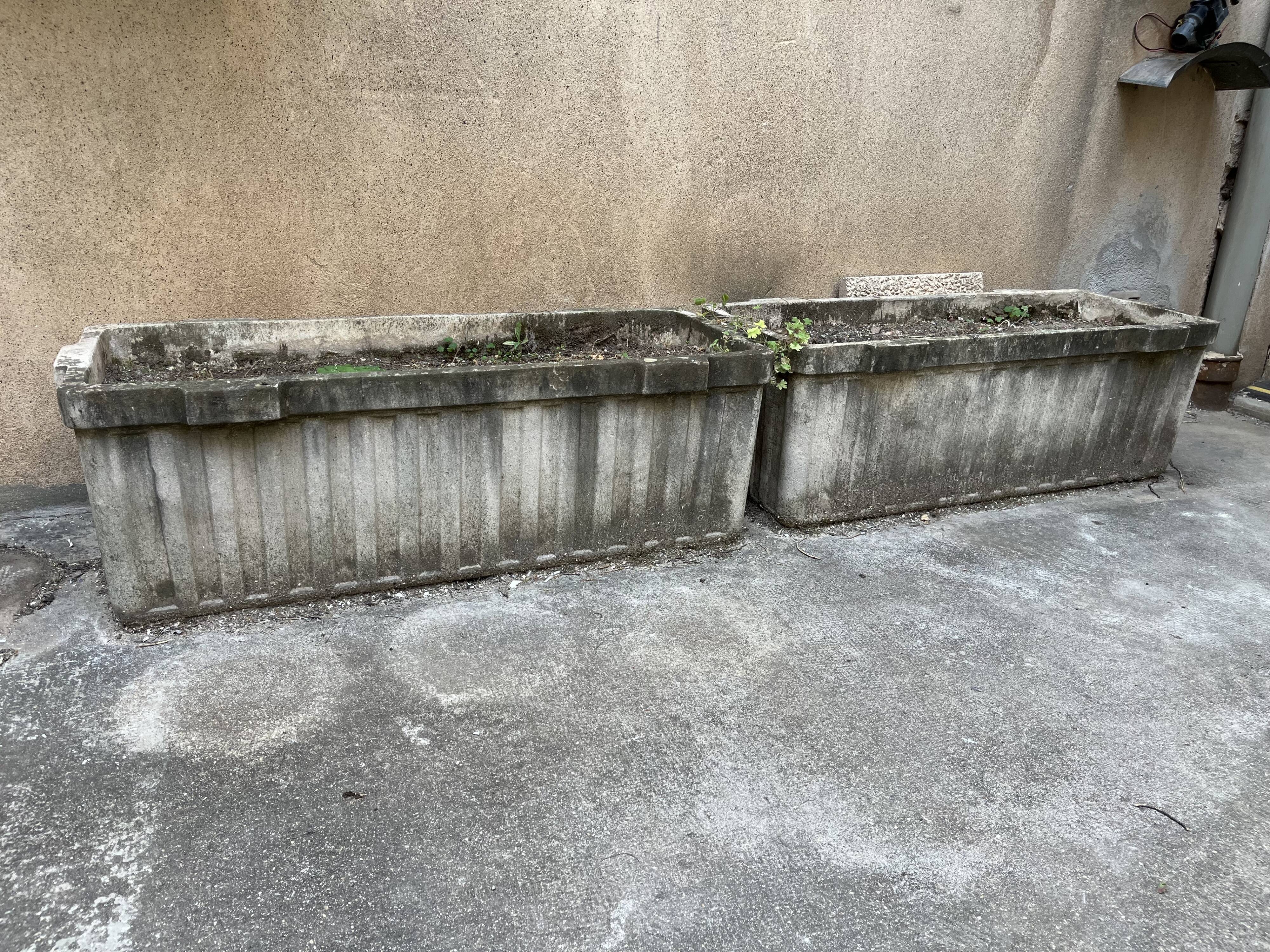 Jardinières anciennes en béton, ciment moulé