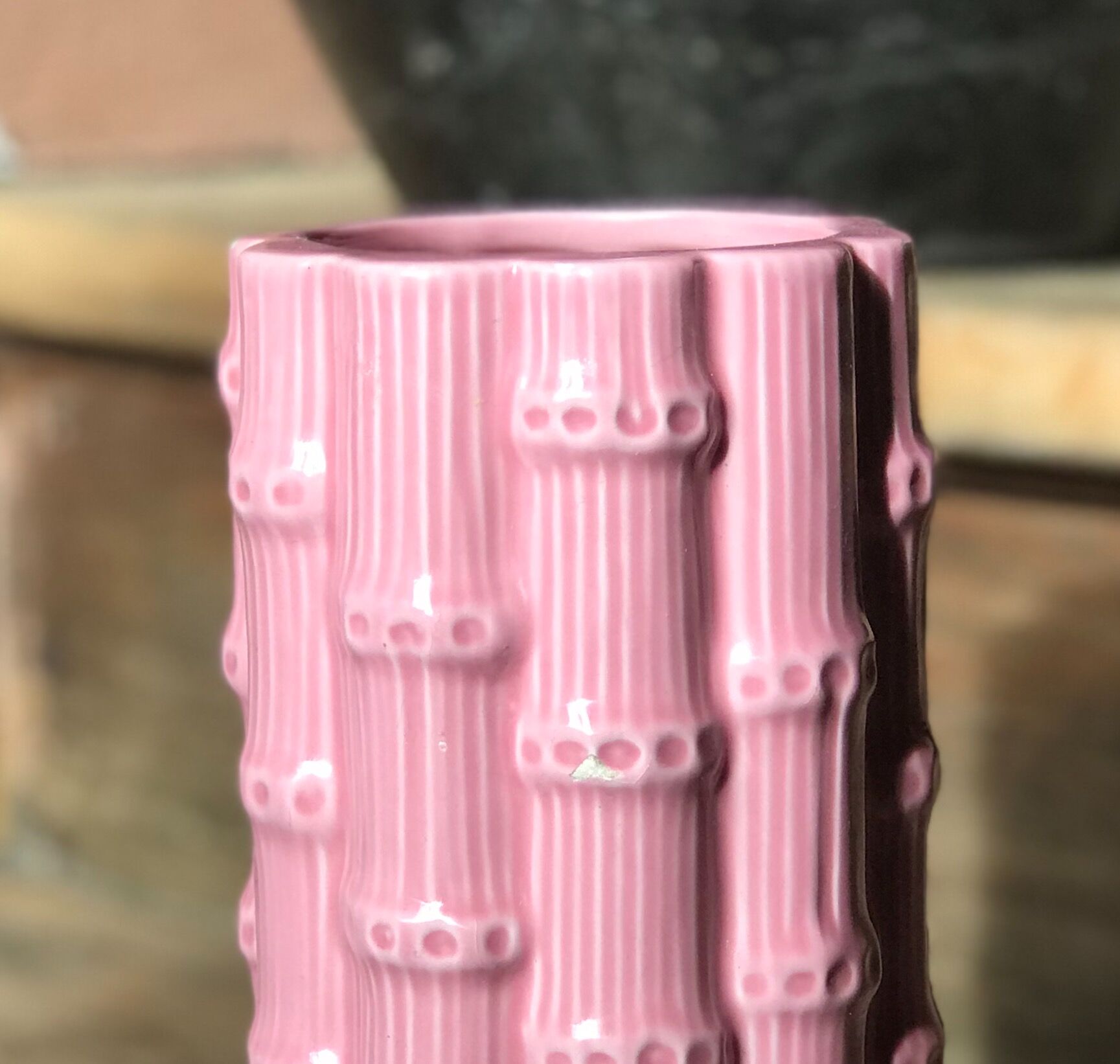 Bamboo vase 50s pink