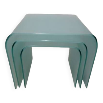 Tables gigognes design en verre années 80