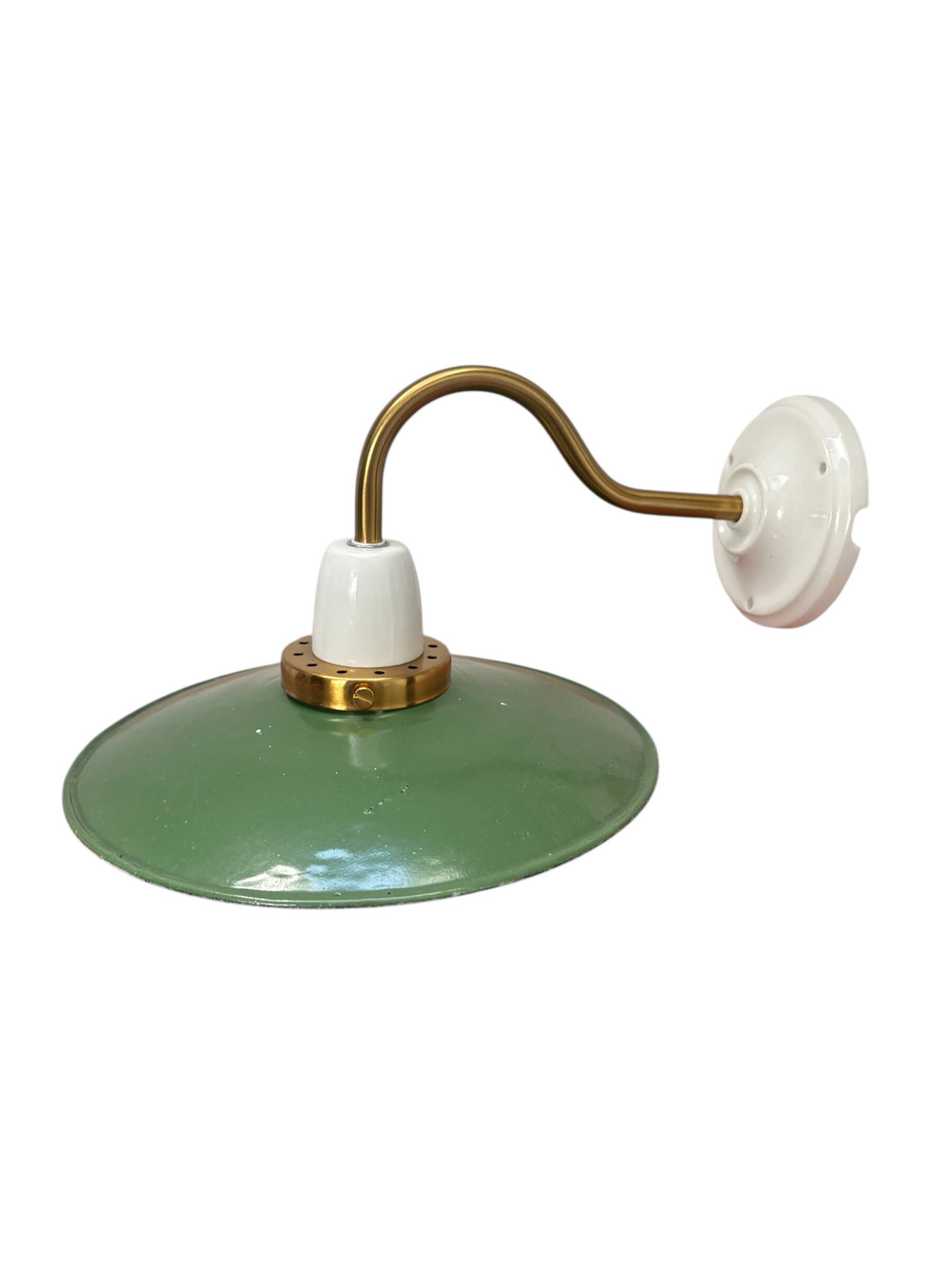 Vintage enamelled sheet metal swan neck wall light