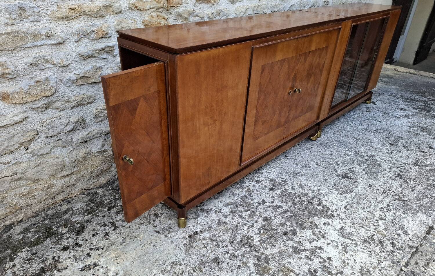 Mahogany glass sideboard, 1950