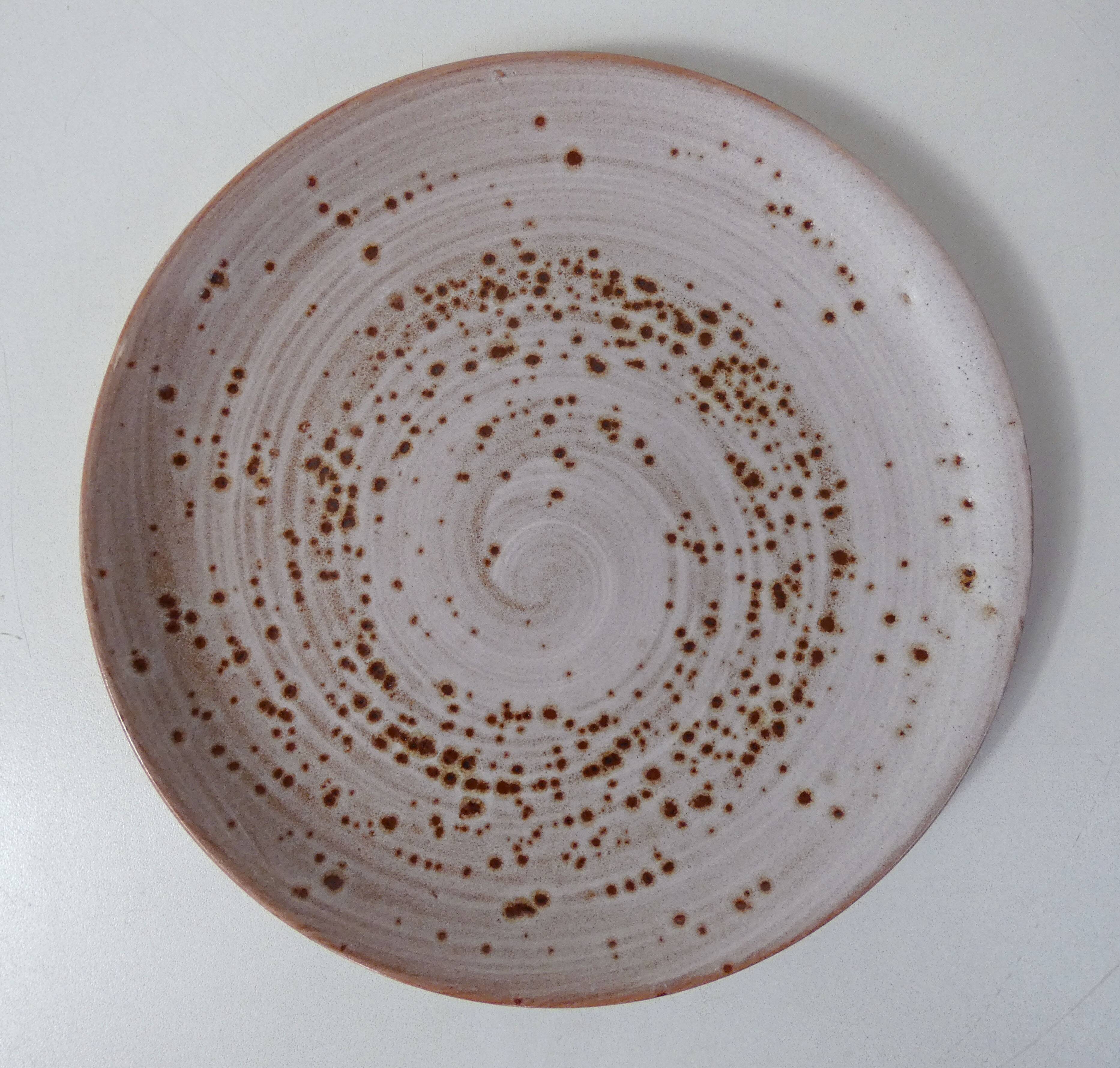 6 signed stoneware dinner plates