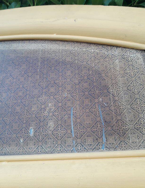 19th century double arched entrance door in oak with grilles and old glass