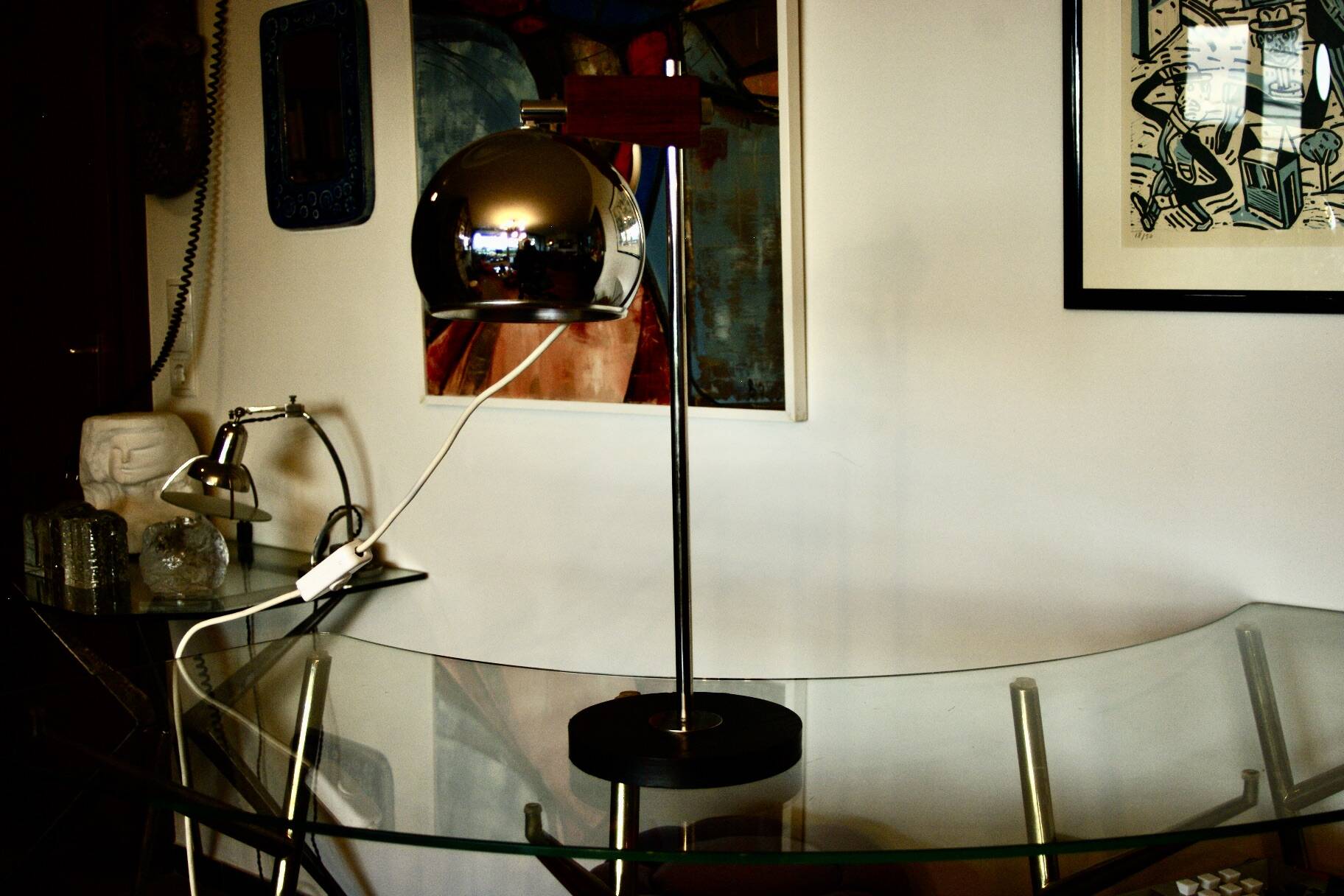 Vintage eye ball desk lamp from switzerland temde 1970