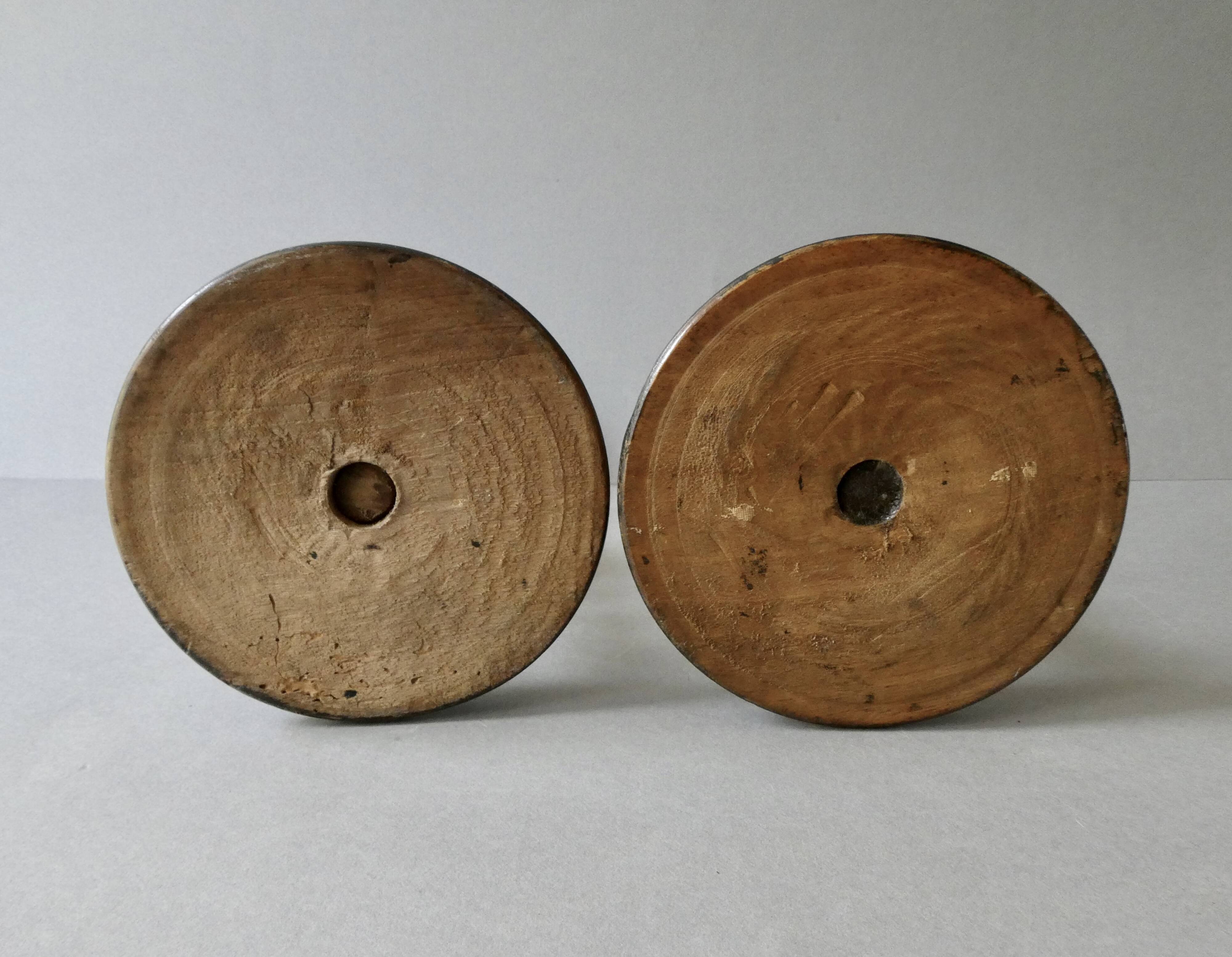 Pair of blackened wood candlesticks, Napoleon III