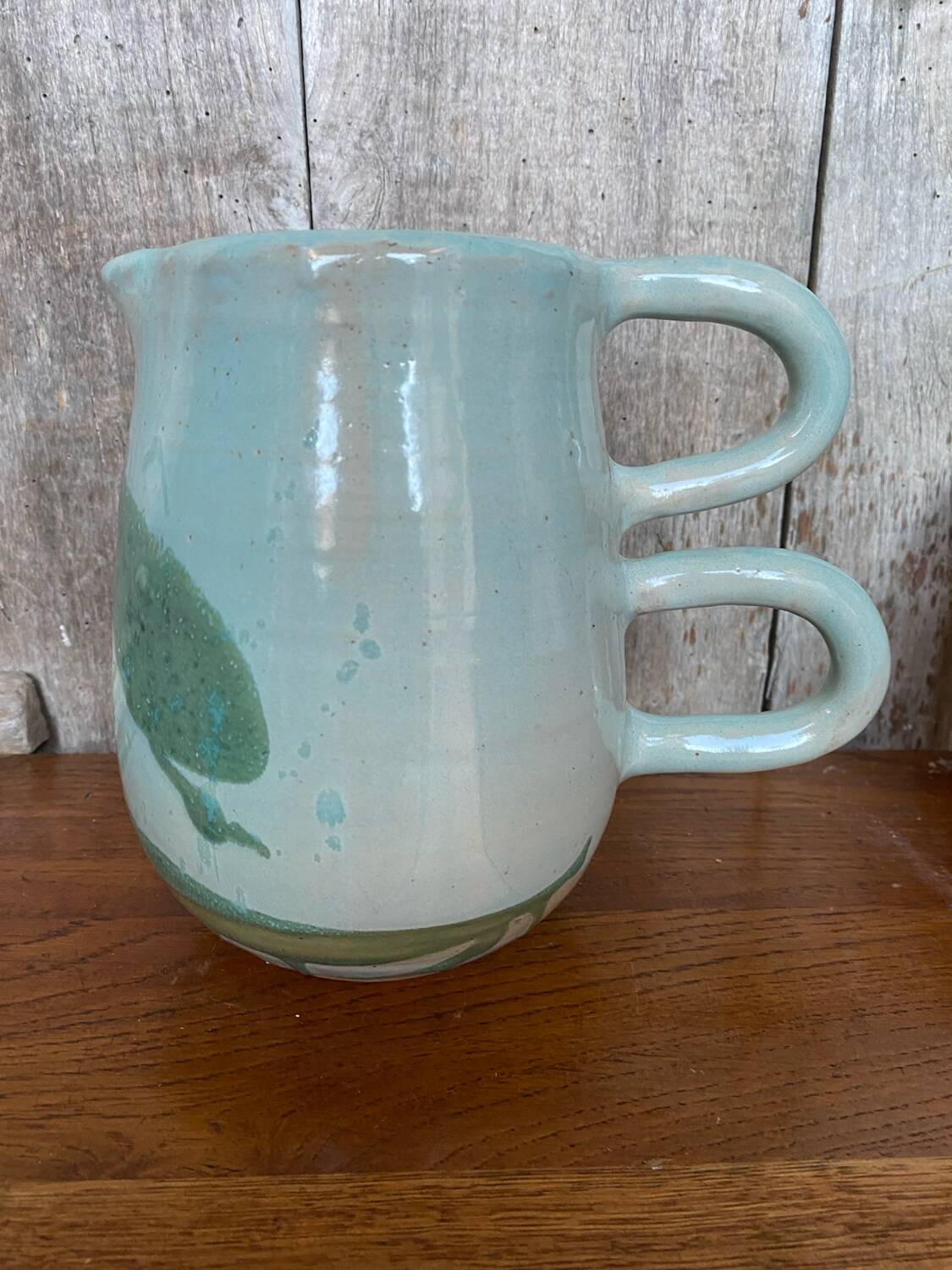 Pitcher la facoterie ceramic blei irise double handle vintage design