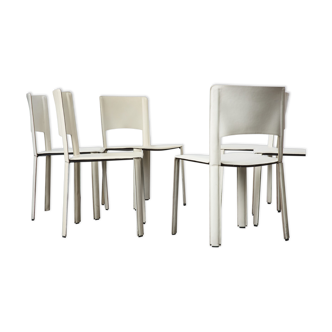 6 chaises de salle à manger en cuir par Cidue, Italie années 1980.
