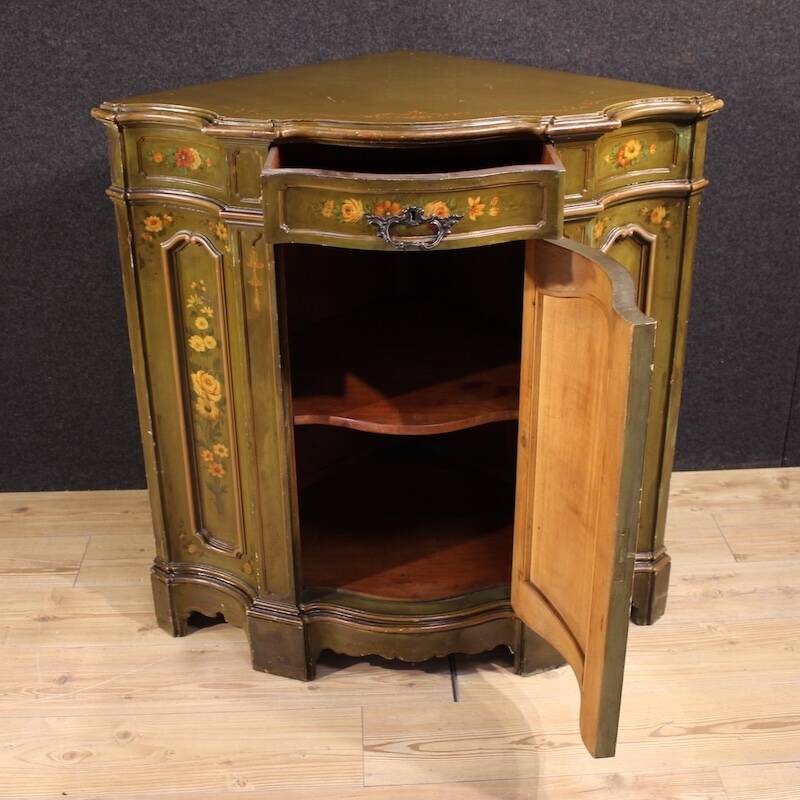 Venetian painted corner cupboard from 20th century