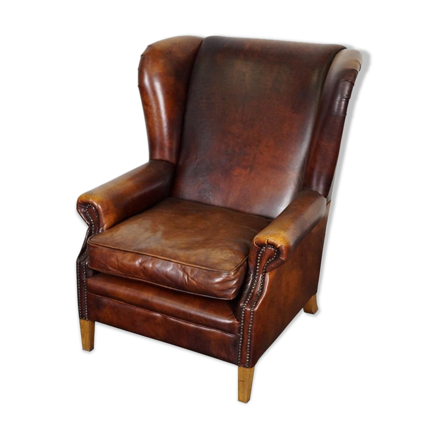 Vintage Dutch leather club armchair
