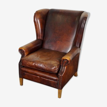 Vintage Dutch leather club armchair