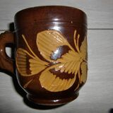 Set of 8 large enameled terracotta cups