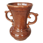 Vintage Kichevo Pottery Vase: Yugoslavian Brown Glazed Earthenware Decor