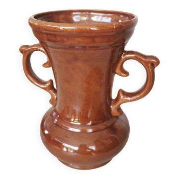 Vintage Kichevo Pottery Vase: Yugoslavian Brown Glazed Earthenware Decor