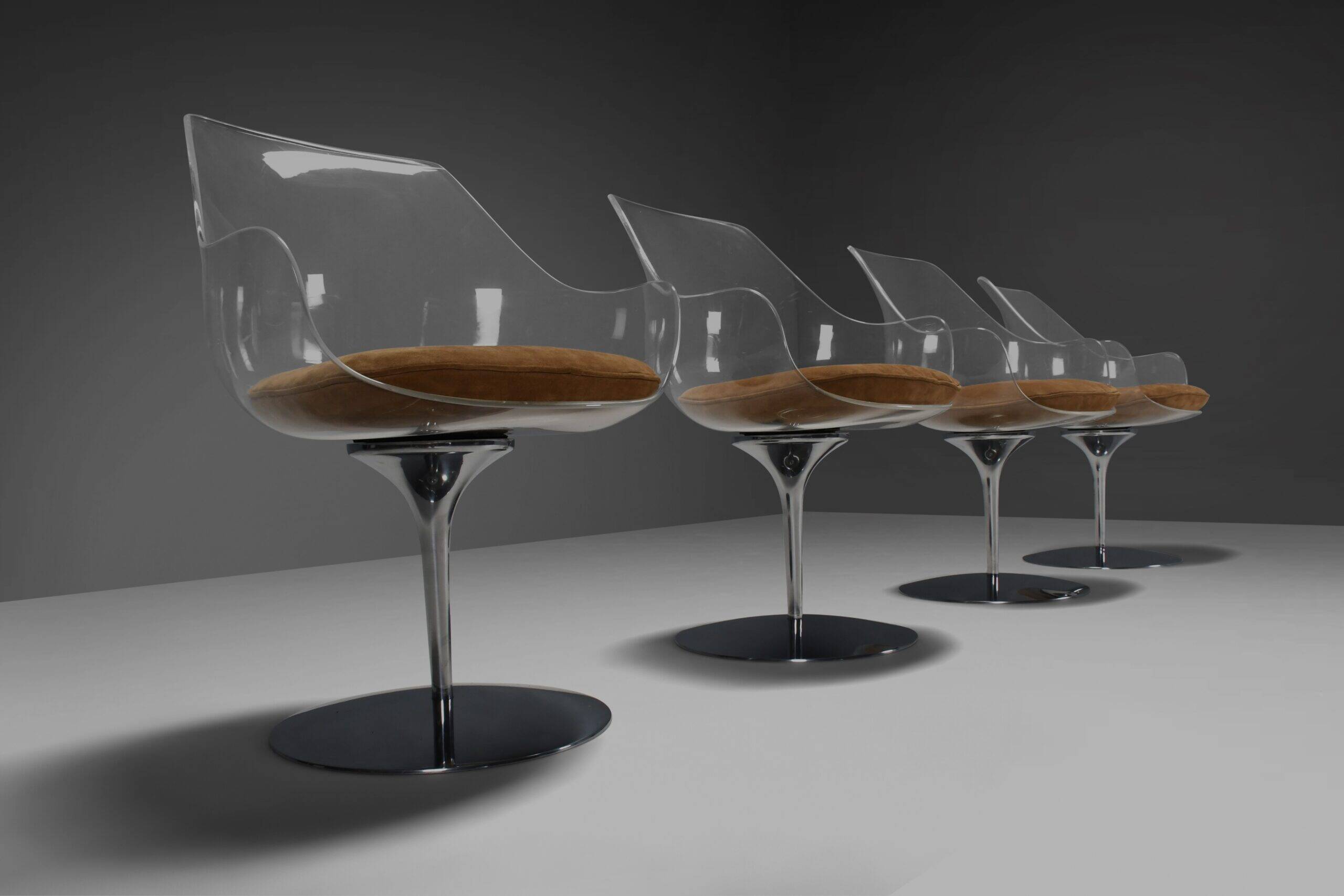 Set of four Champagne chairs by Estelle & Erwine Laverne, France 1956