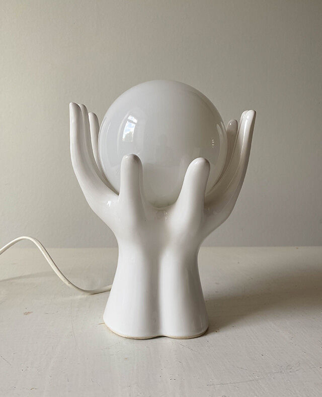 Hand lamp ceramic opal globe