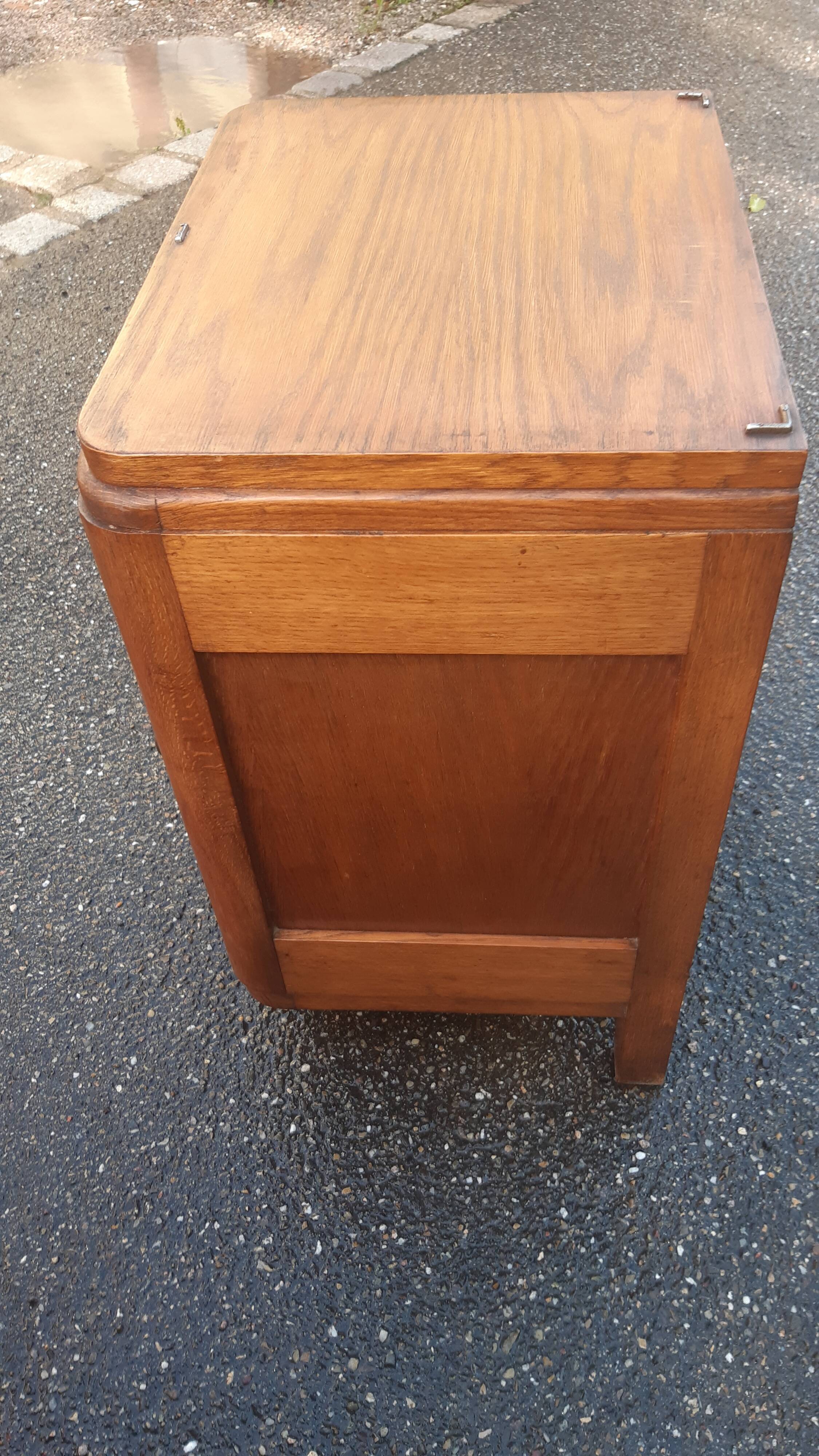 Bedside art deco solid oak