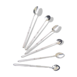 Box of 6 ice cream spoons, mazagran in silver metal "Russian style"