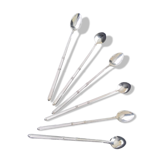 Box of 6 ice cream spoons, mazagran in silver metal "Russian style"