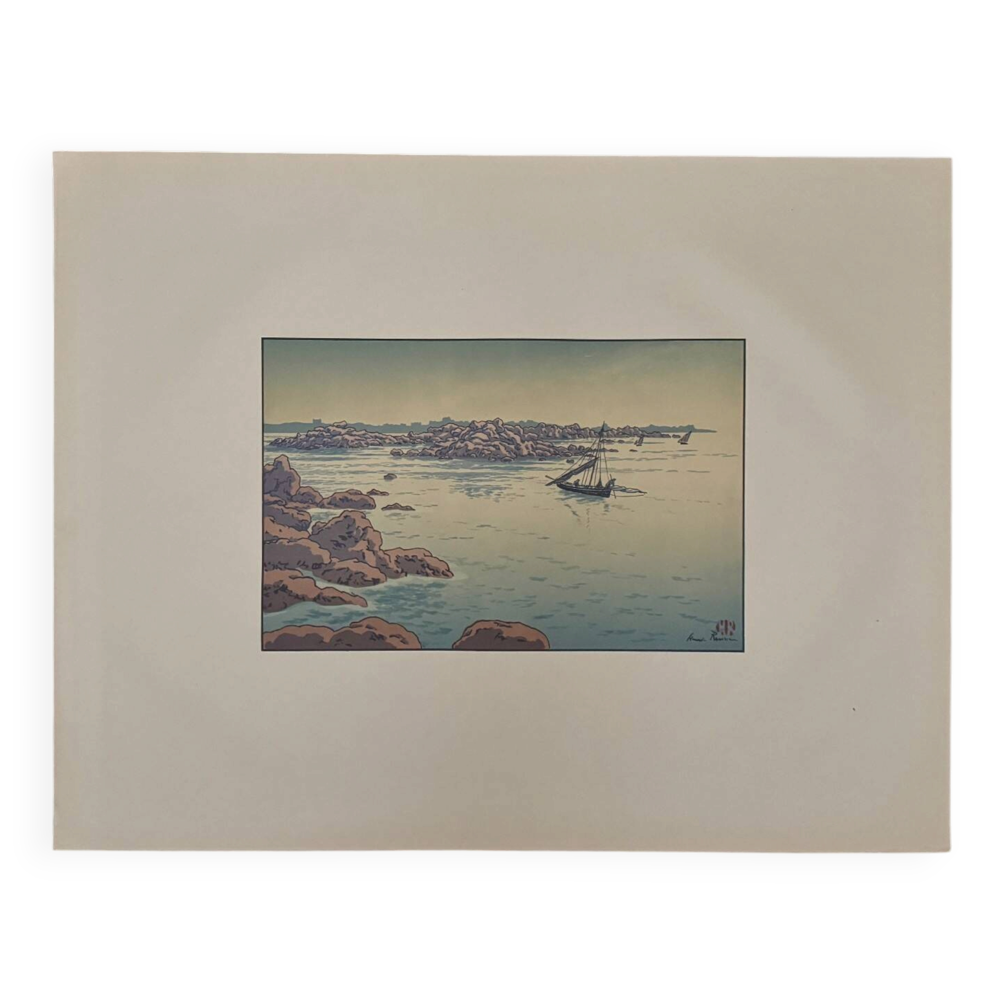 Lithograph by Henri Rivière Entrance to the Port of Ploumanac'h