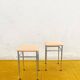 Pair of vintage stools - peach fuzz fabric seat and chrome frame