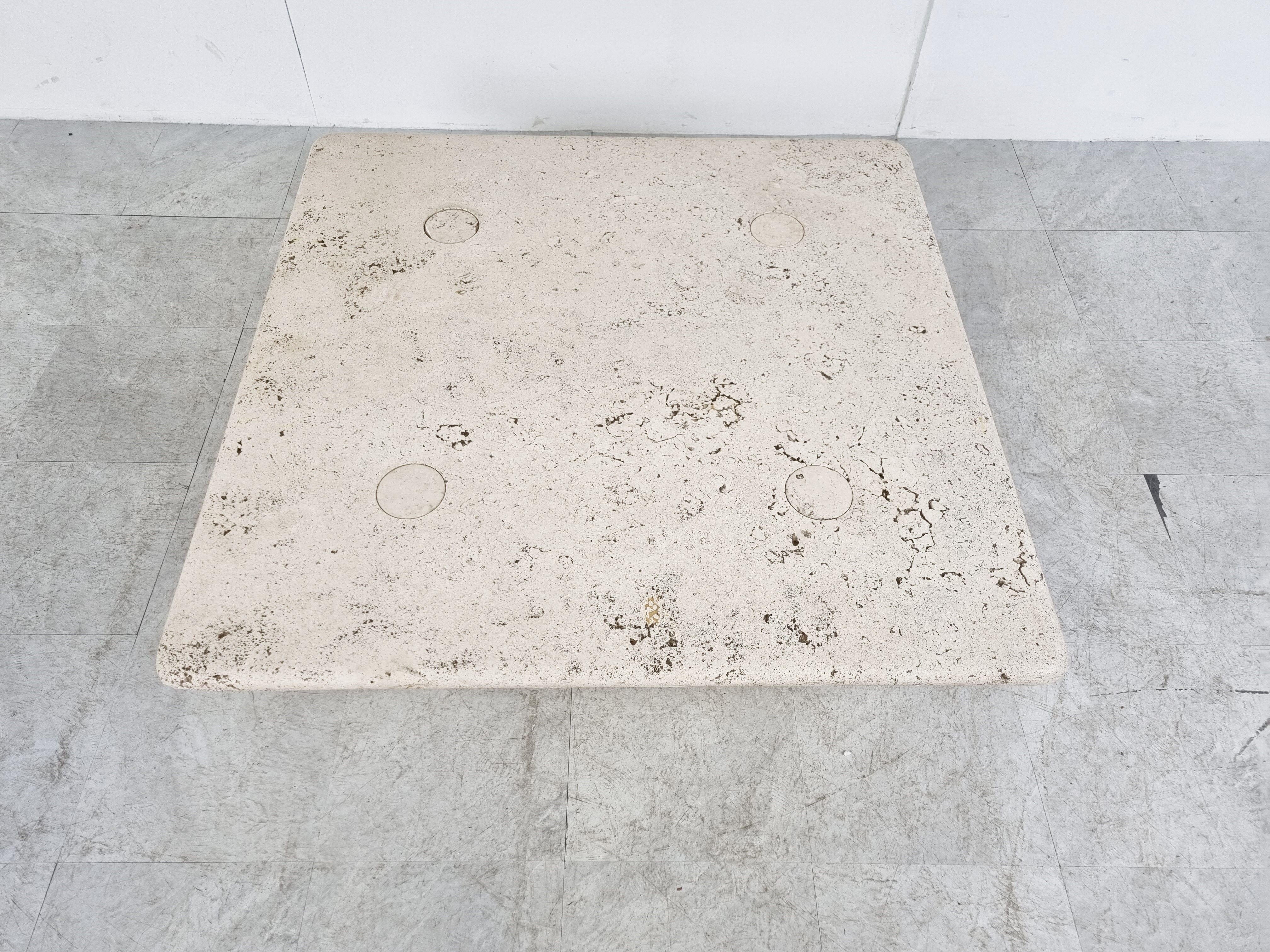 Angelo Mangiarotti Travertine Coffee Table for Up&Up, Italy