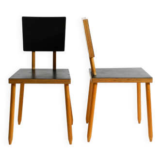 Two rare demountable plywood chairs by Axel Kufus model Stöcke for Atoll