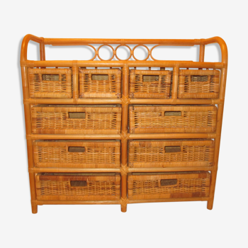 Furniture 10 baskets rattan vintage 1970