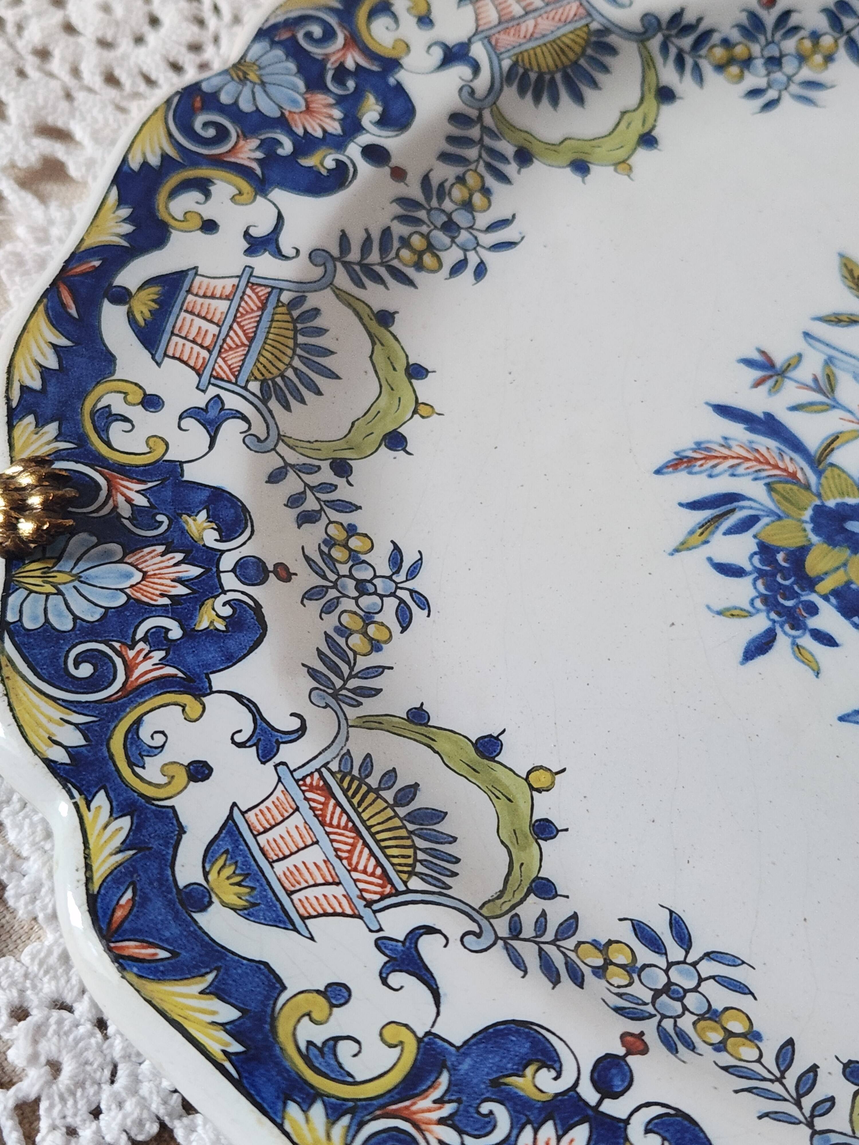 Antique French 19th Century Quimper 'First Mark HB' Plate Angel Cherub Deco