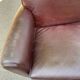 Burgundy brown leather living room sofa and club chair