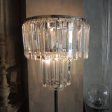 Floor lamp in chrome metal & transparent crystal
