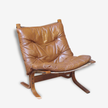Pair of chairs leather ingmar relling 1964 Westnofa Siesta.
