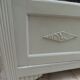 Renovated Art Deco display cabinet in grey-green.