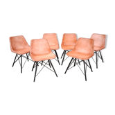 Lot de 6 chaises en cuir avec armature métallique noire