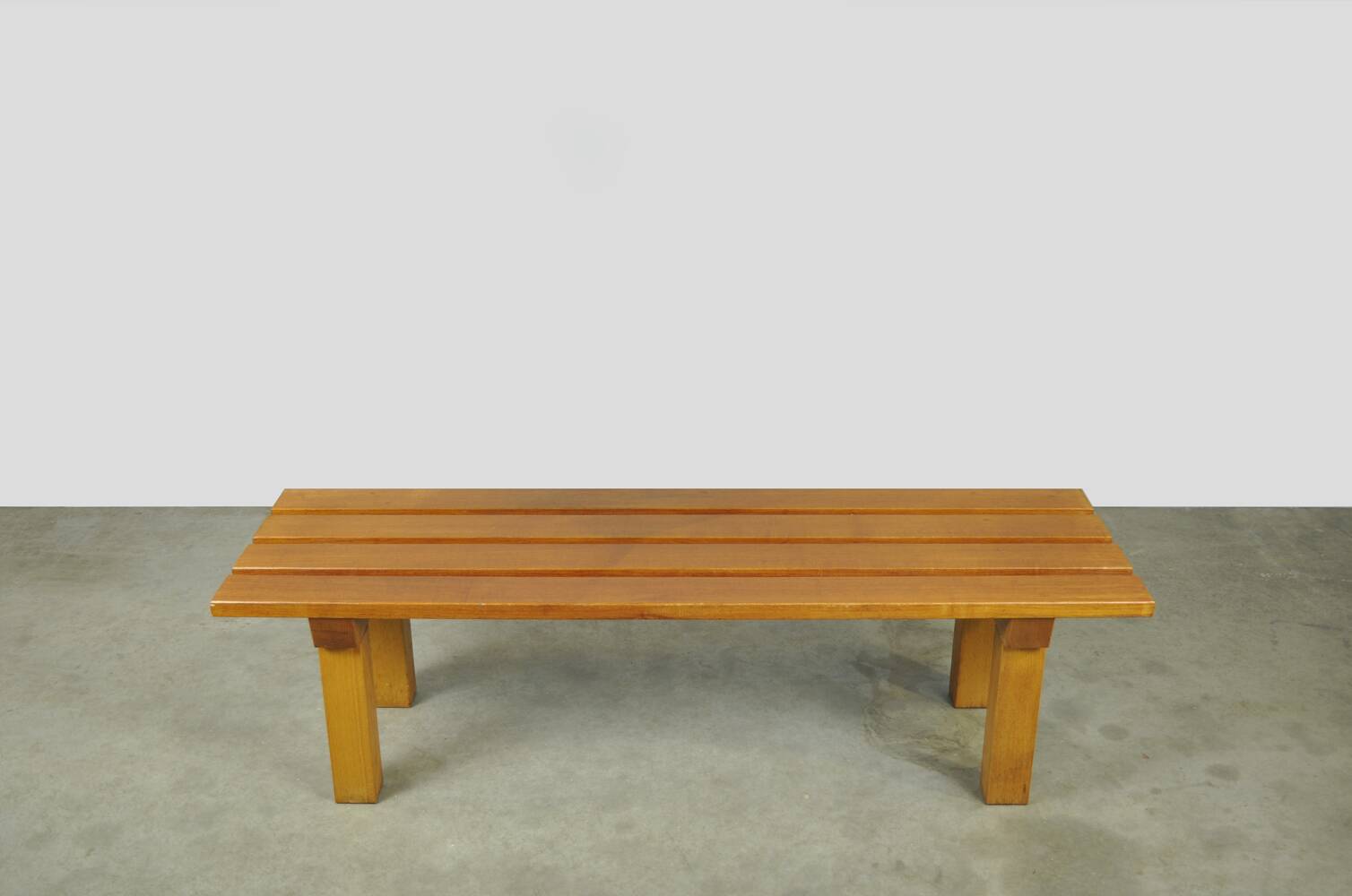Vintage handmade robust slatted BENCH, Netherlands 1970s