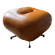 Pouf / Ottoman vintage cuir cognac – style moderniste années 60/70