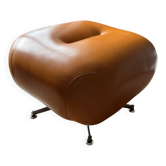 Pouf / Ottoman vintage cognac leather – 60s/70s modernist style