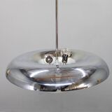 Art Deco chrome and opaline glass chandelier by Napako, 1930s