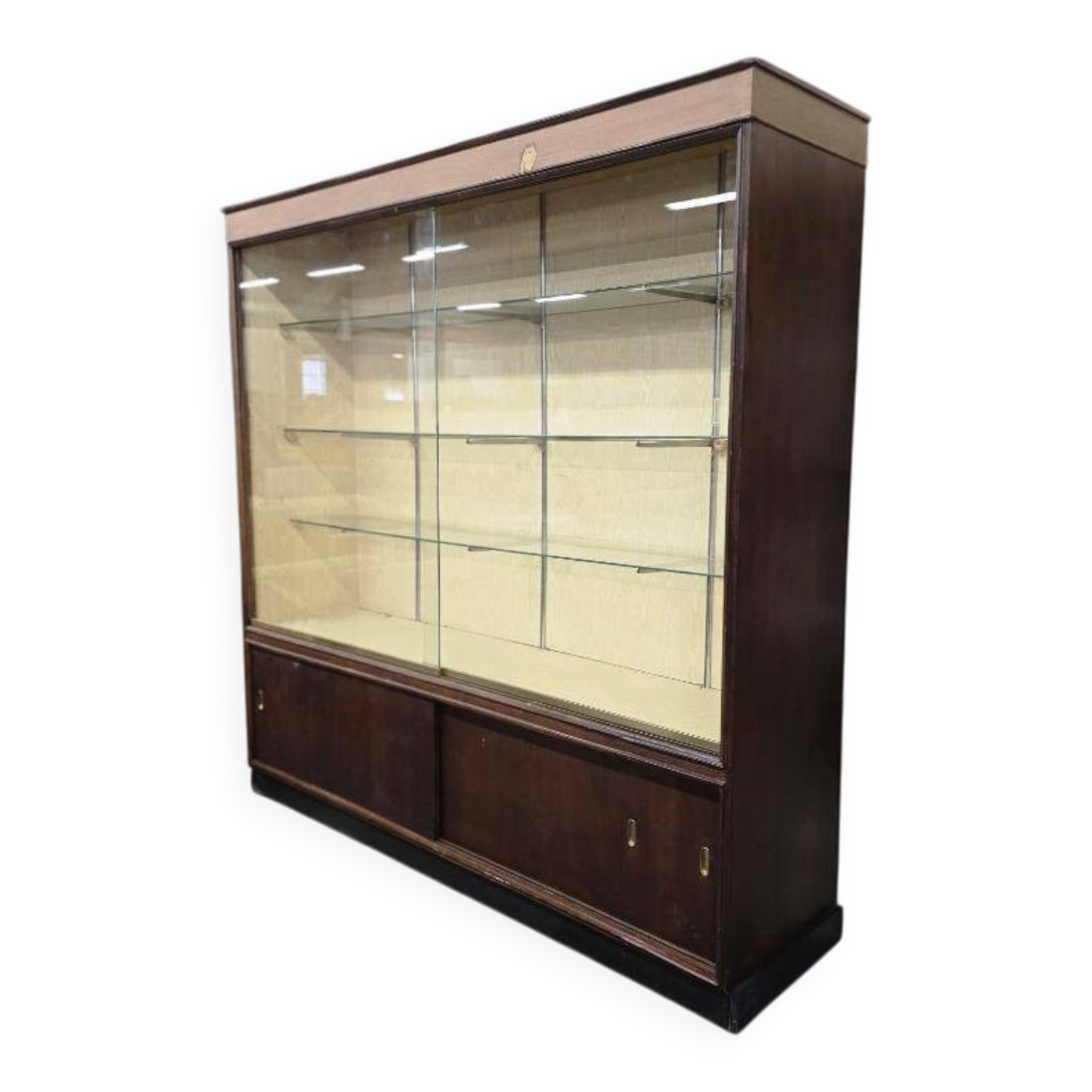 XL vintage wooden display cabinet / sideboard / wall cabinet