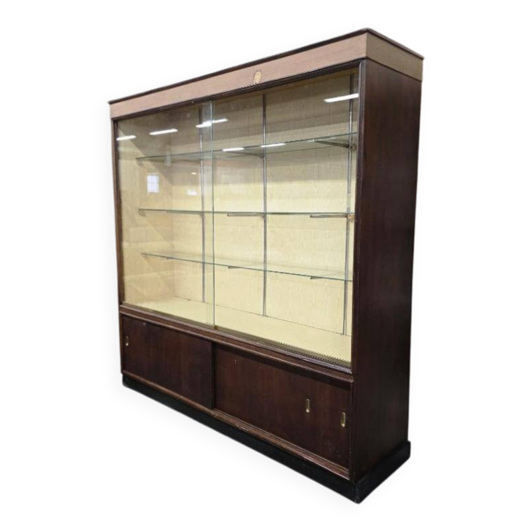 Vitrine XL vintage en bois / buffet / armoire murale