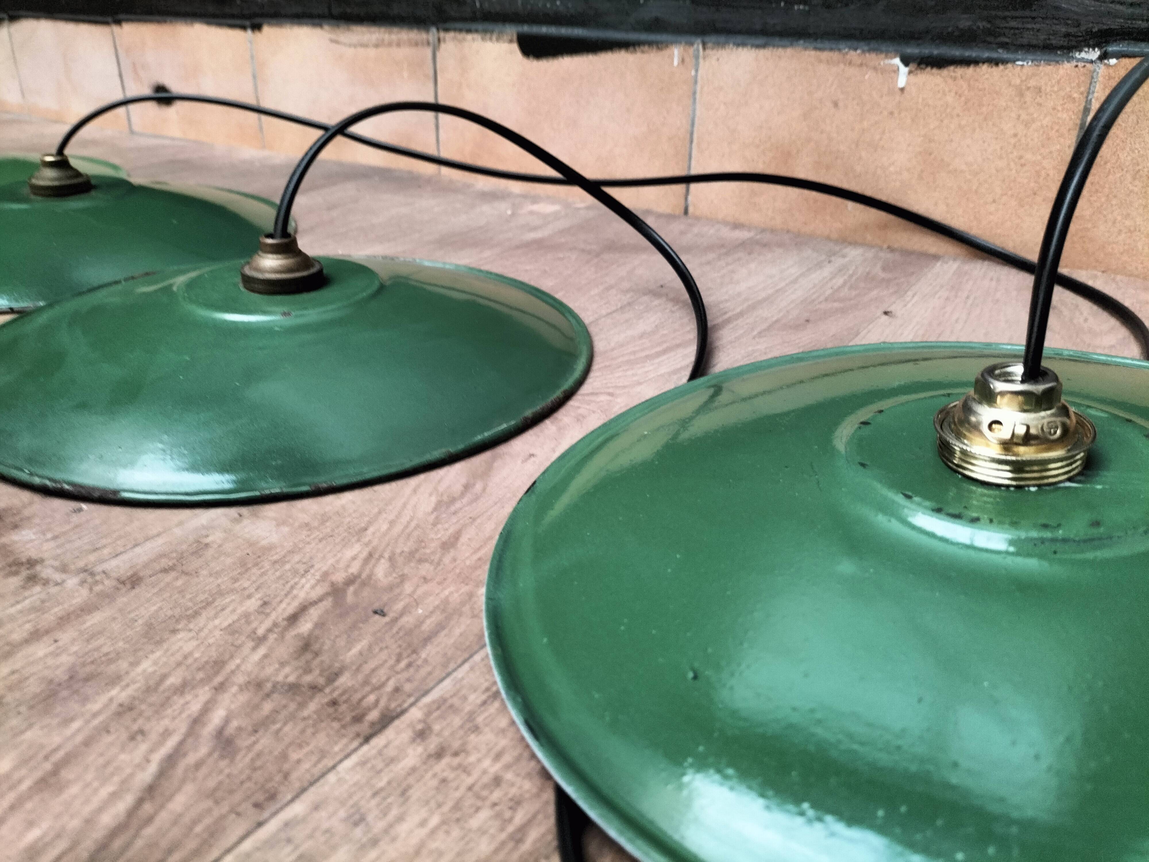 Enameled sheet metal pendant lights