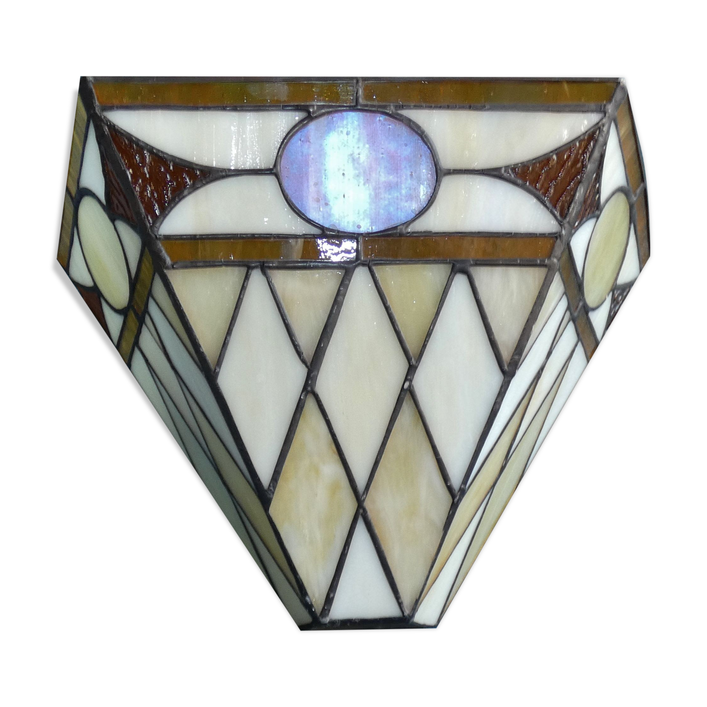 Wall lamp, glass paste, Tiffany Art Deco style, v shape, 80s work