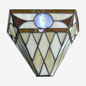 Wall lamp, glass paste, Tiffany Art Deco style, v shape, 80s work